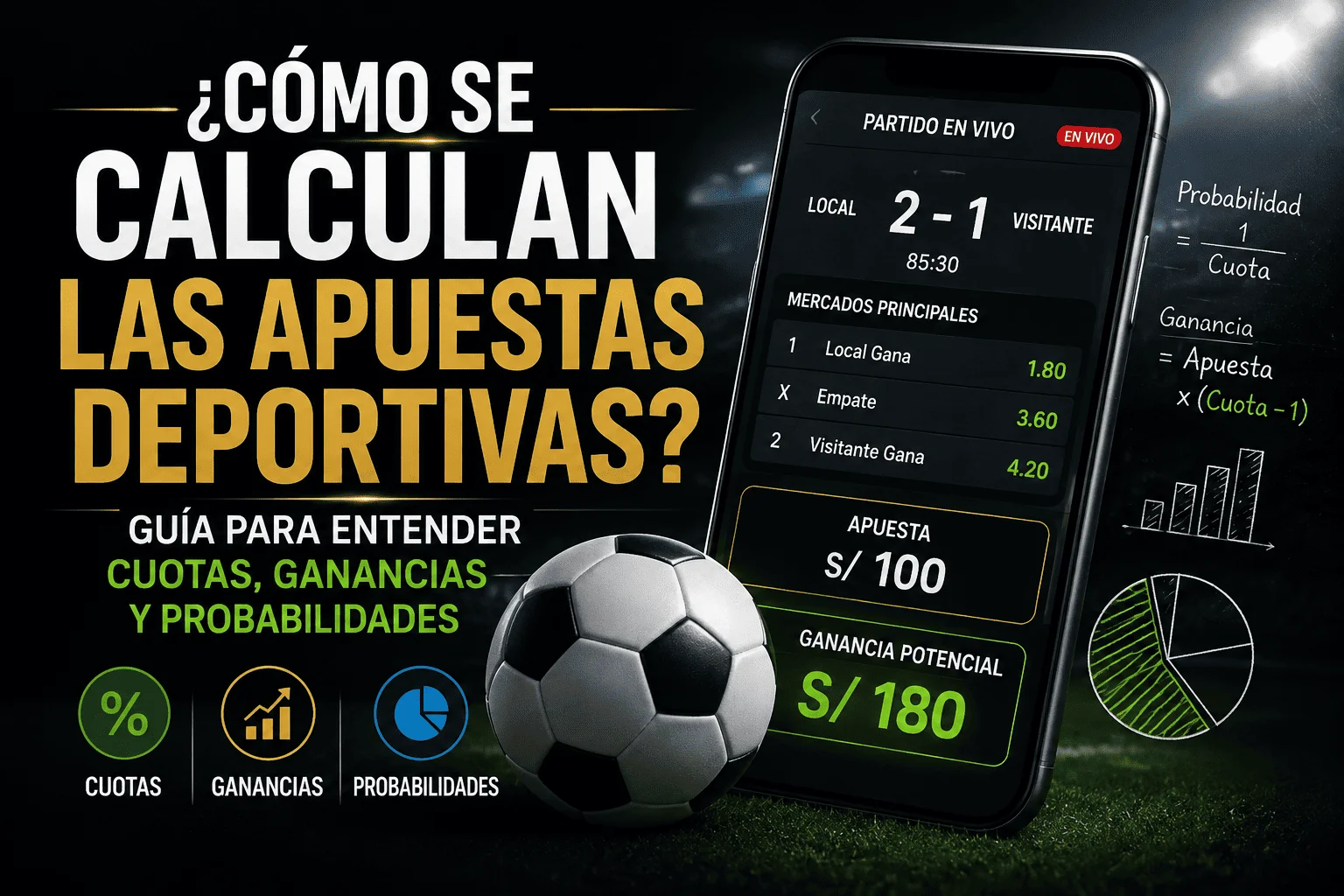 Aprende cómo se calculan las apuestas deportivas, cómo funcionan las cuotas, cuánto puedes ganar con una apuesta y cómo calcular probabilidades y ganancias paso a paso.